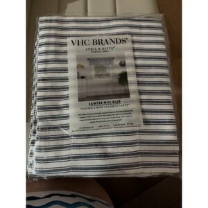 Sawyer Mill Farmhouse Blue White Ticking Stripe Valance Curtain 16x72 VHC Brands